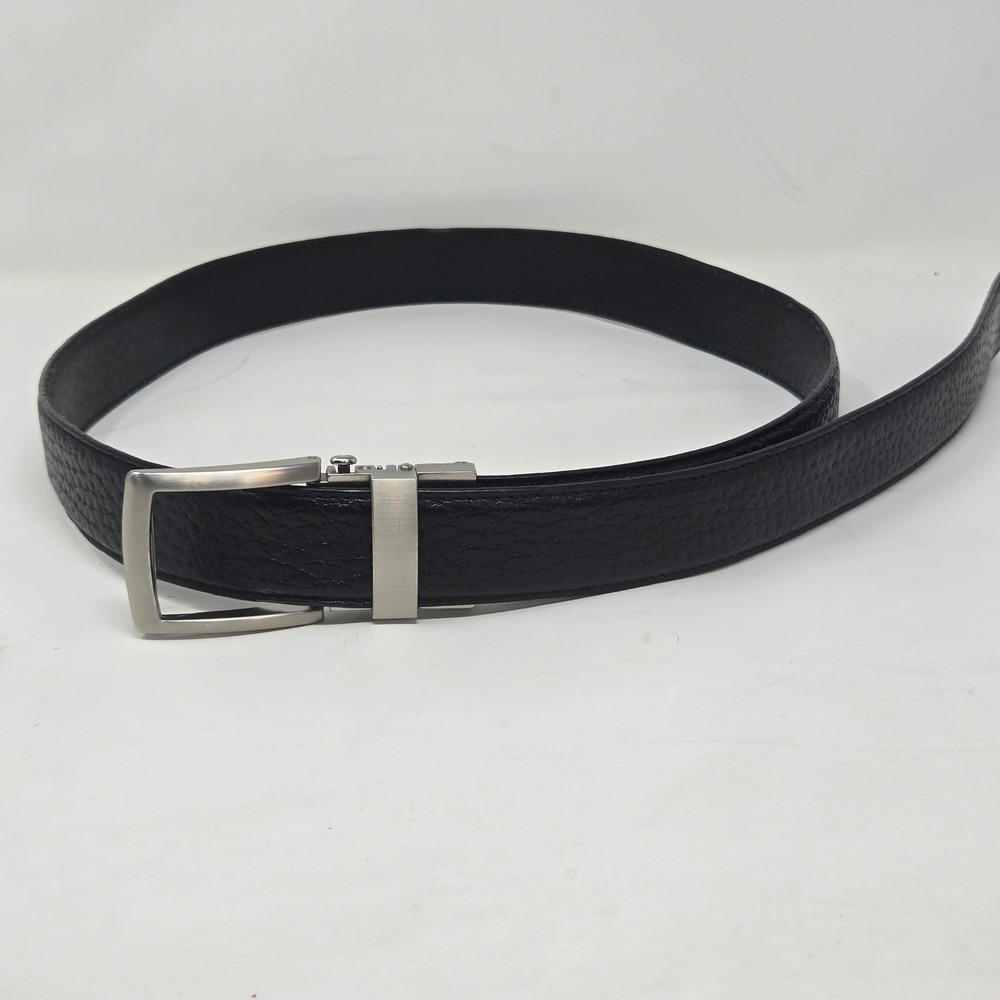 Harmattan Design Smart Belt Mens Black Pebbled Leather Ratchet Track Buckle 48in